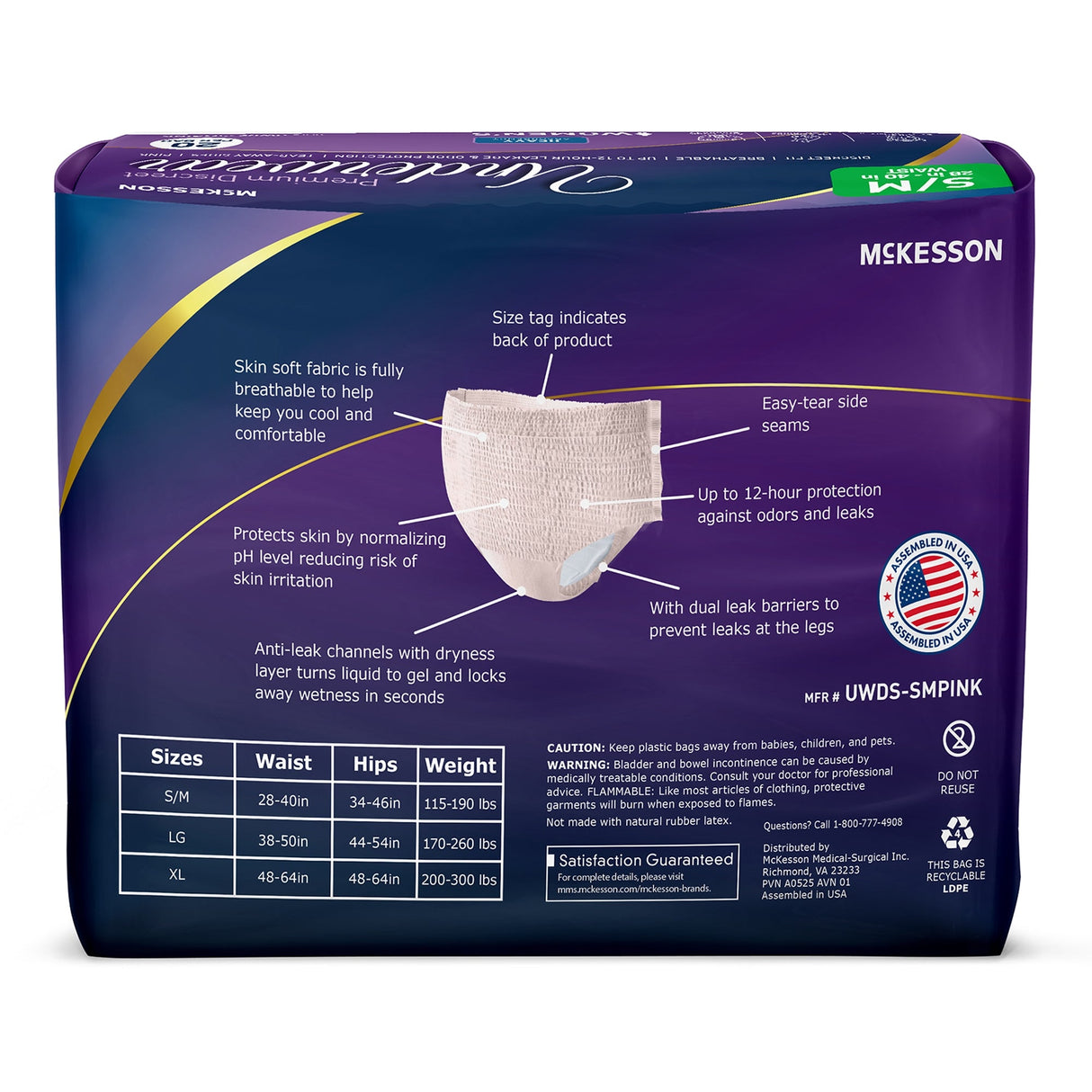 McKesson Women's Premium Discreet Pull On Absorbent Underwear, Heavy - UWDS-XLPINK-Pack - LL Medico