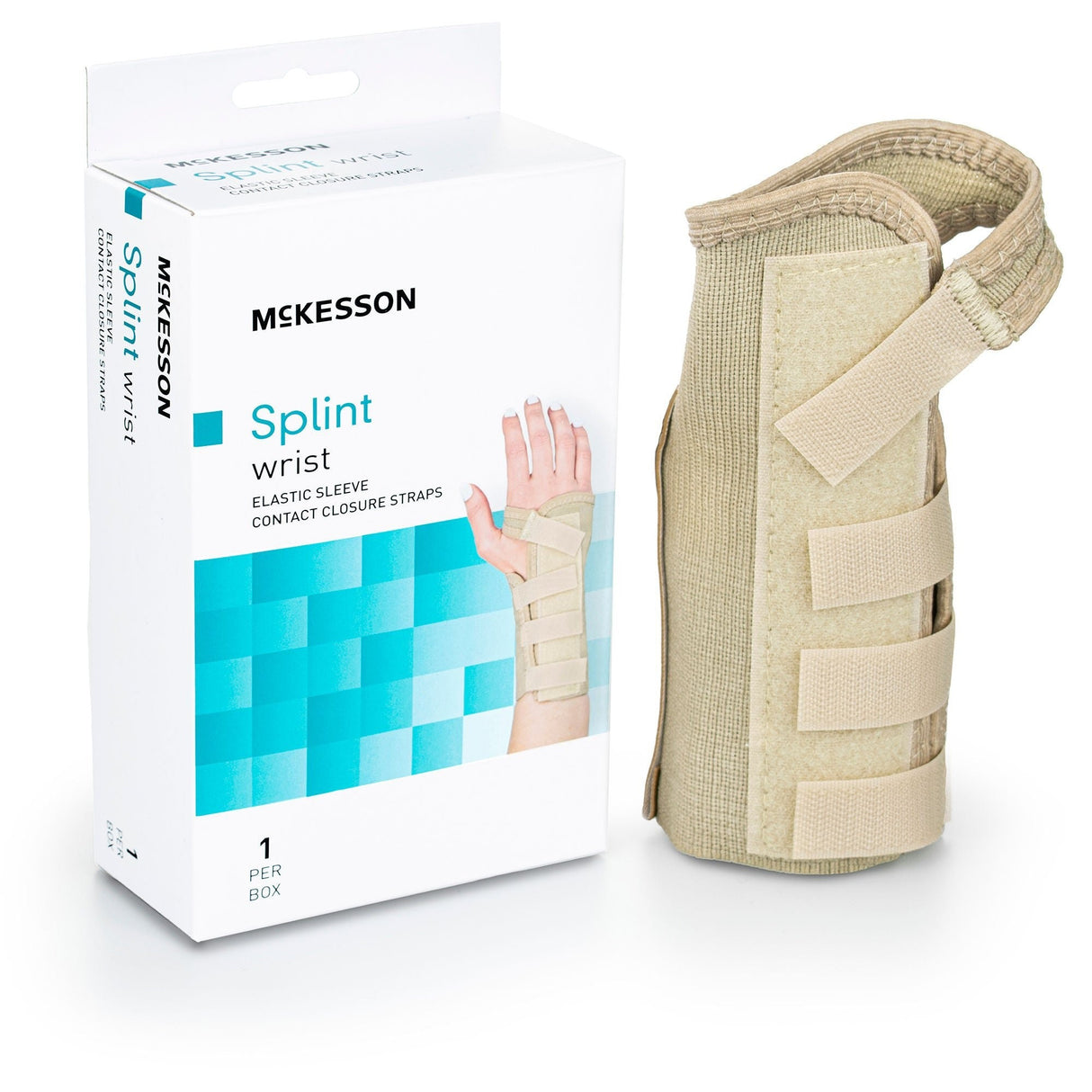 McKesson Wrist Brace, Low Profile, Contoured, Aluminum Support, Left Hand, Beige - 155-79-87082-Single - LL Medico