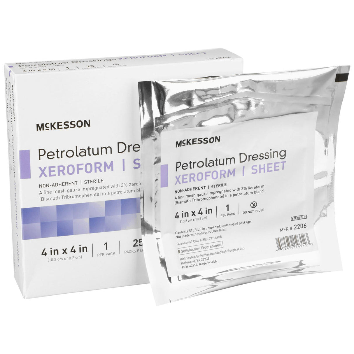 McKesson Xeroform Petrolatum Gauze Dressing, 4 x 4 Inch, Sterile - 2206-Box - LL Medico