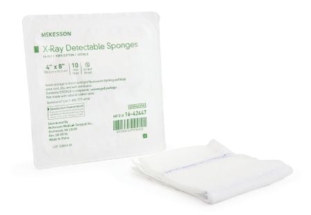 McKesson Sterile X-ray Detectable Gauze Sponge, 4 x 8 Inch, 16-Ply