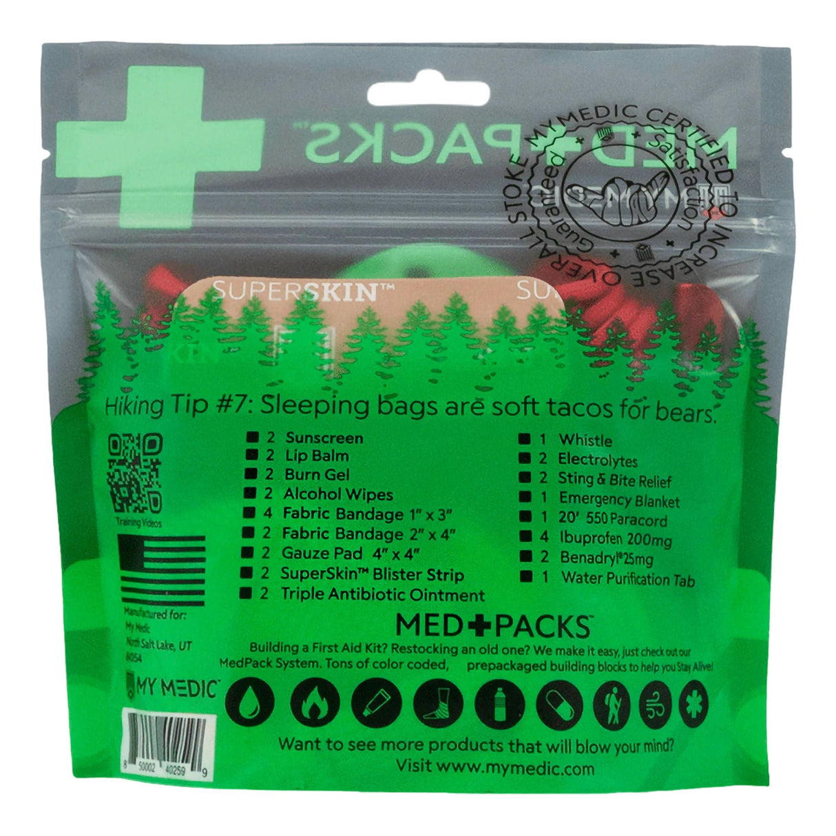 Med Packs First Aid Kit for Hikers – Outdoor Injury Supplies in Portable Pouch