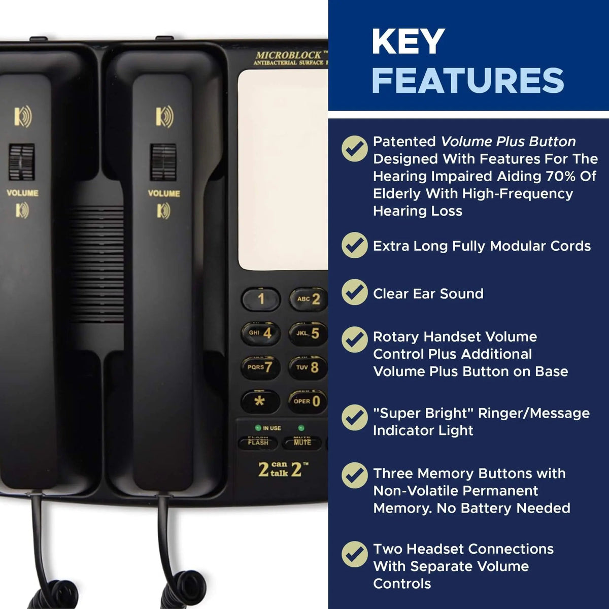 Med-Pat D2200 Dual-Handset Landline Phone | 2 Can Talk 2