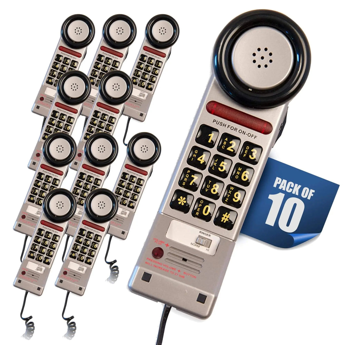 Med-Pat XL3060 Pewter One-Piece Phone | Volume Boost & Visual Ring
