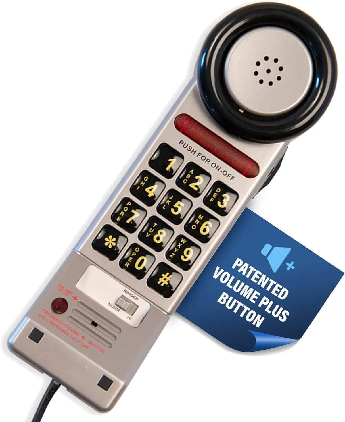 Med-Pat XL3060 Pewter One-Piece Phone | Volume Boost & Visual Ring