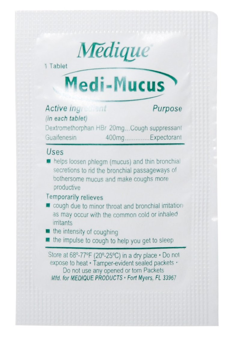 Medique Medi - Mucus - Controls Coughs, Thins & Loosens Mucus - 50 Tablets - 34550-Box - LL Medico