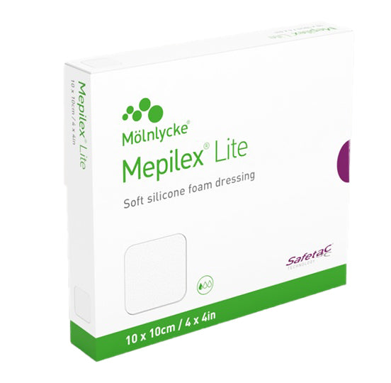 Mepilex Lite Soft Silicone Foam Dressing, 10 x 10 Centimeter