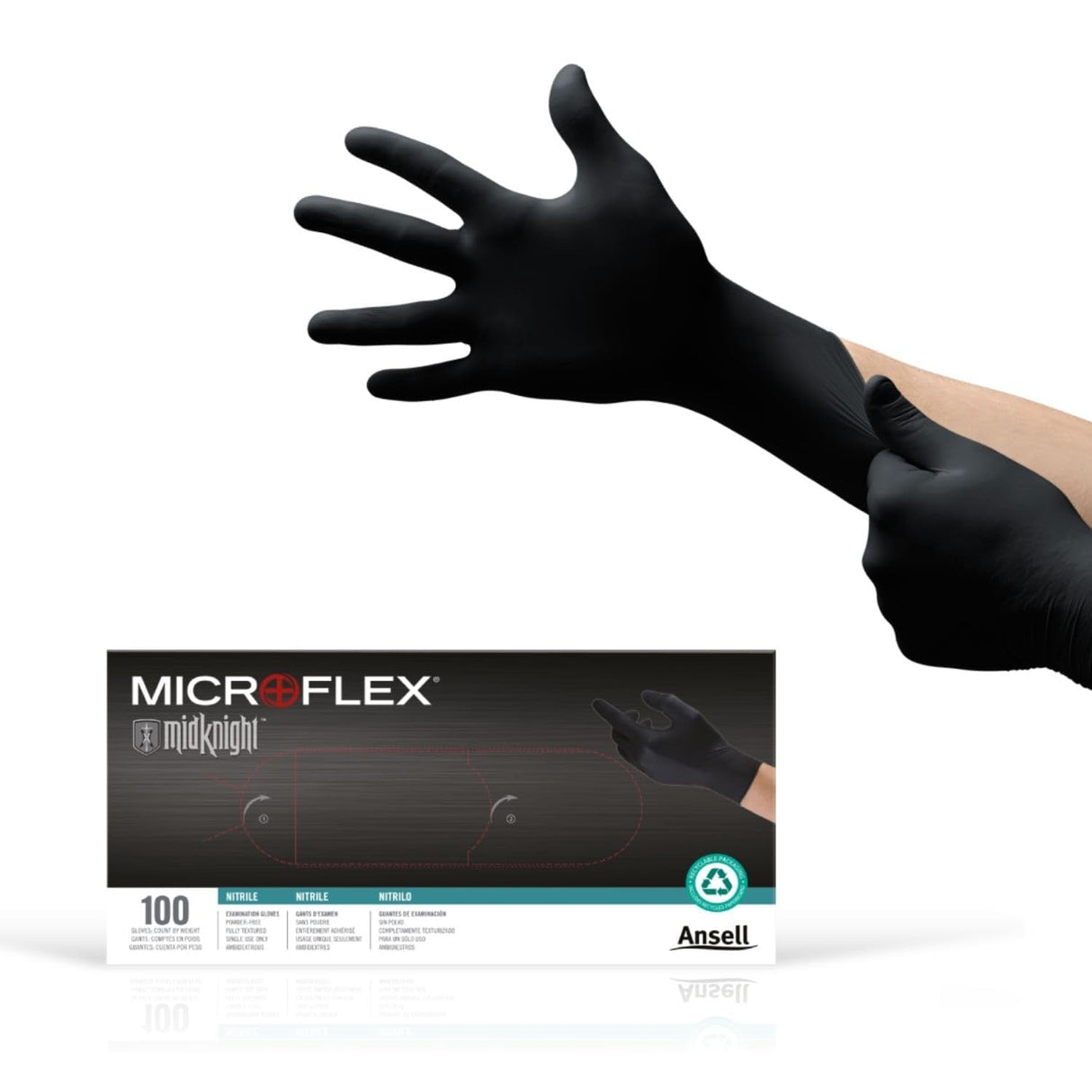 Microflex MidKnight Nitrile Exam Gloves, Black, Fully Textured - MK-296-XL-Case - LL Medico