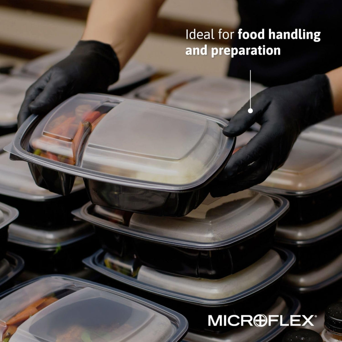 Microflex MidKnight Touch Nitrile Exam Gloves, Black, Powder-Free - 93732100-Box - LL Medico