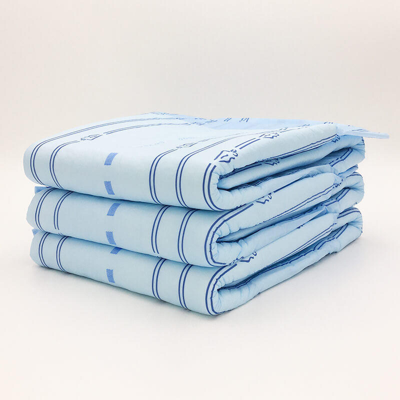 A stack of three folded MoliCare Premium Slip Adult Diapers, Maxi by Molicare, light blue with dark blue lines and icons for maximum leakage protection, displayed against a plain white background.