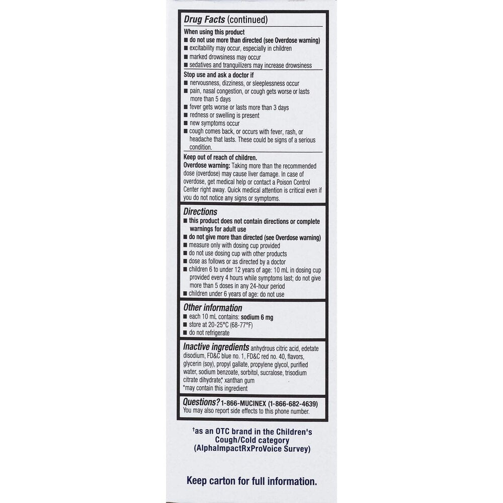 Mucinex Children's Nighttime Multi - Symptom Cold Relief Liquid, Very Berry, 4 oz - 36382460064 - LL Medico