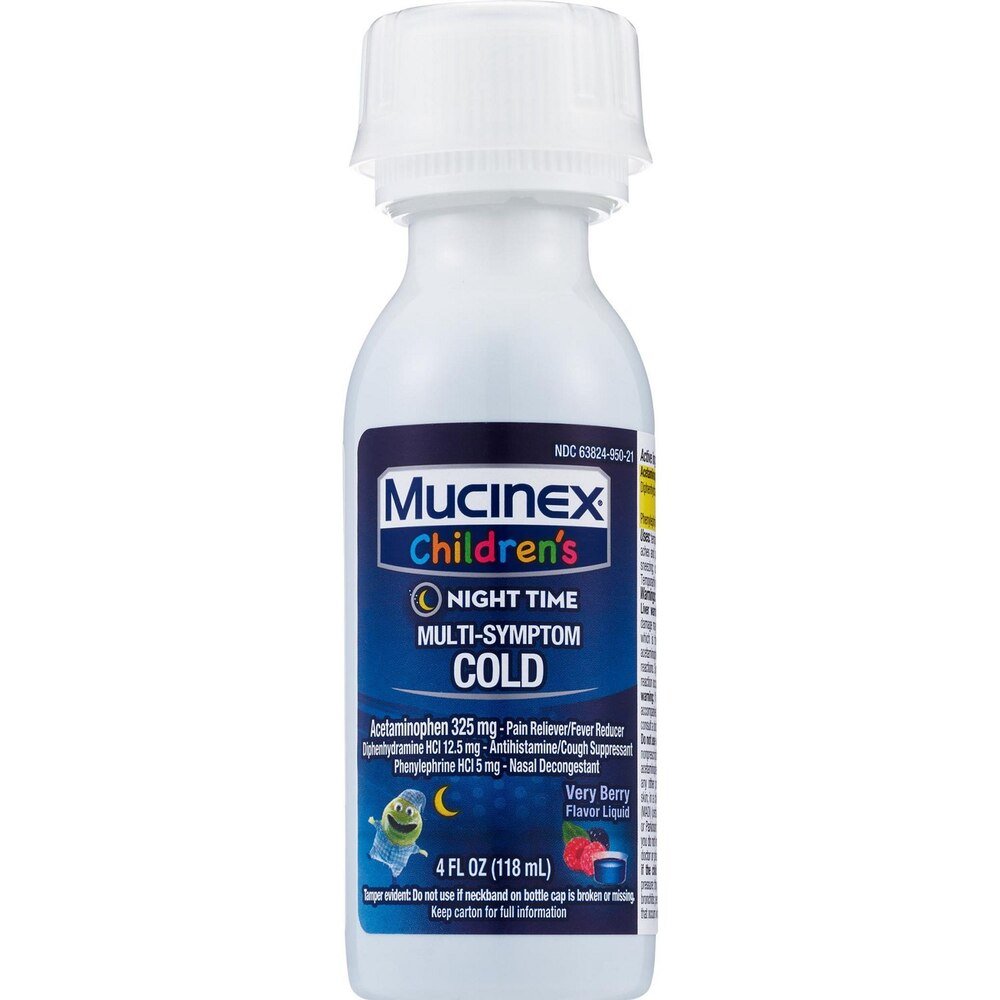Mucinex Children's Nighttime Multi - Symptom Cold Relief Liquid, Very Berry, 4 oz - 36382460064 - LL Medico