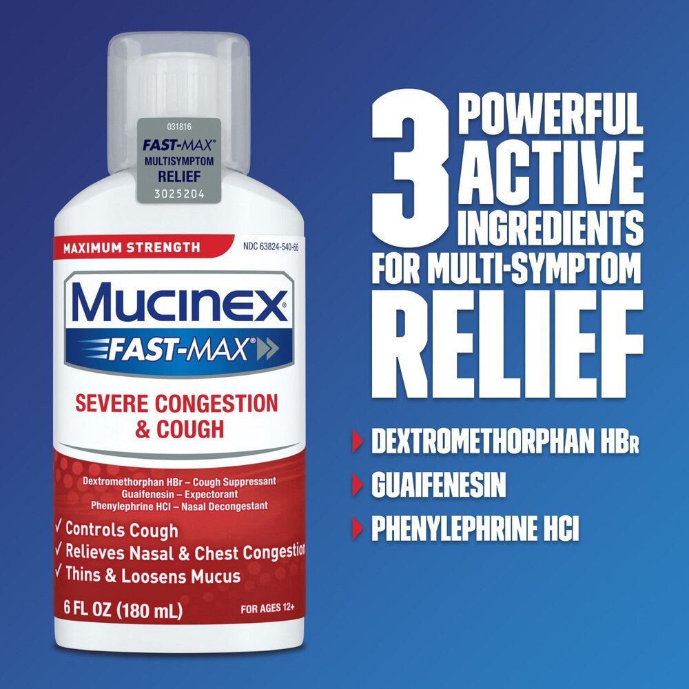 Mucinex Fast - Max Severe Congestion & Cough Liquid, Maximum Strength, 6 oz - 63824001466 - LL Medico