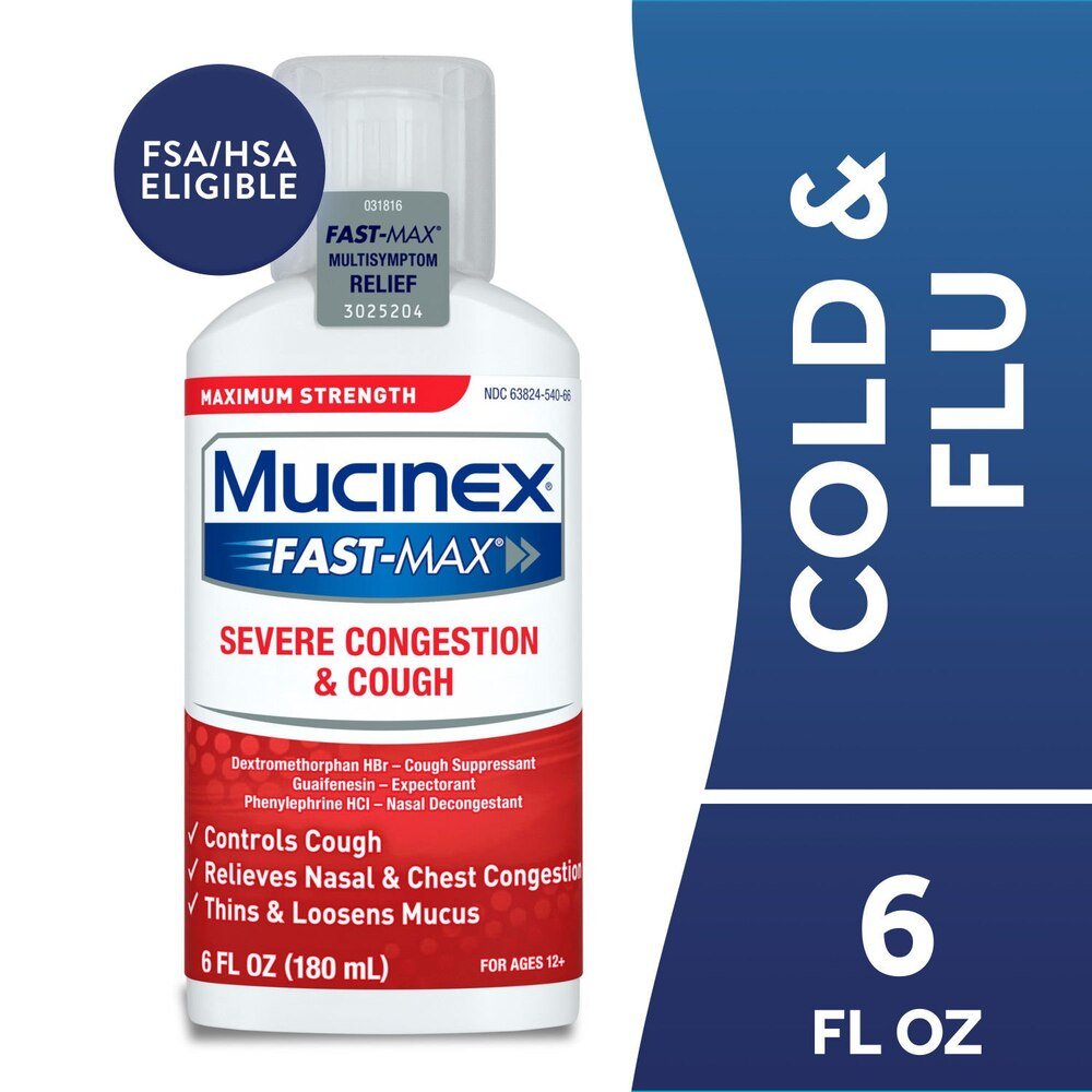 Mucinex Fast - Max Severe Congestion & Cough Liquid, Maximum Strength, 6 oz - 63824001466 - LL Medico