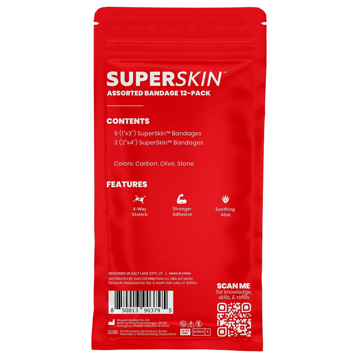 My Medic Med Pack SuperSkin First Aid Kit, Plastic Pouch - MM-SPL-BNDG-PK-AB-AC-12PK-Single - LL Medico