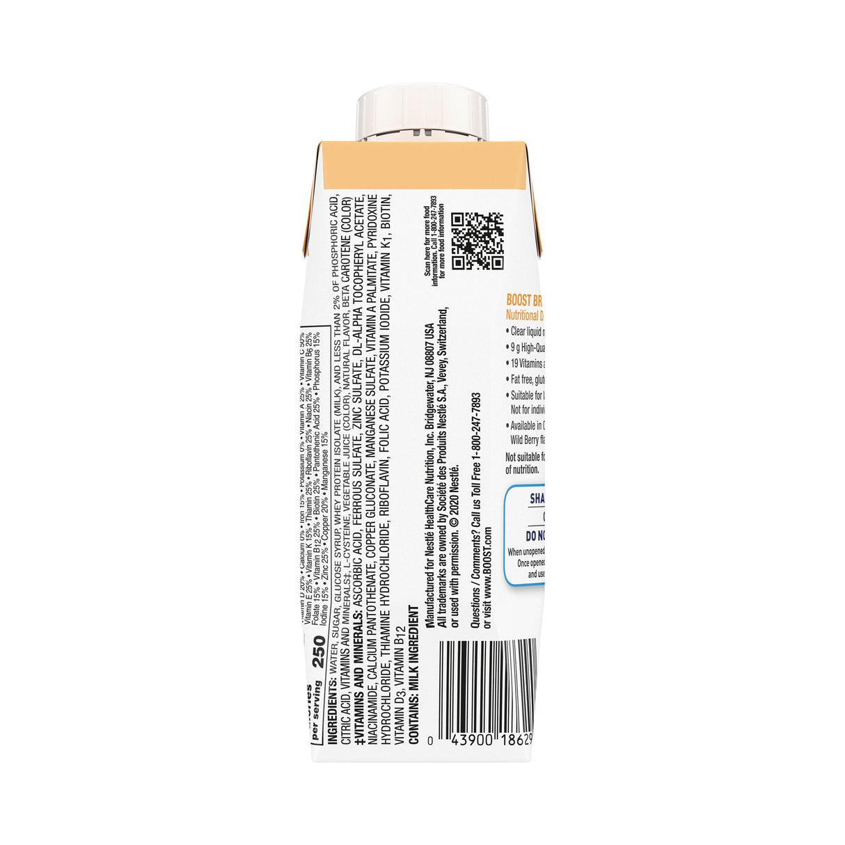 Nestle Boost Breeze, Orange, 8 oz carton, CS/24 - 00043900128016-Case - LL Medico