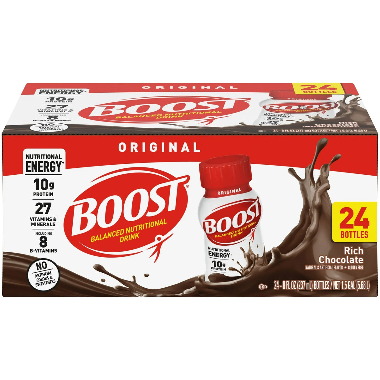 Nestle Boost Original Nutritional Drink, Rich Chocolate, 8 oz bottle, CS/24 - 00043900169729-Case - LL Medico