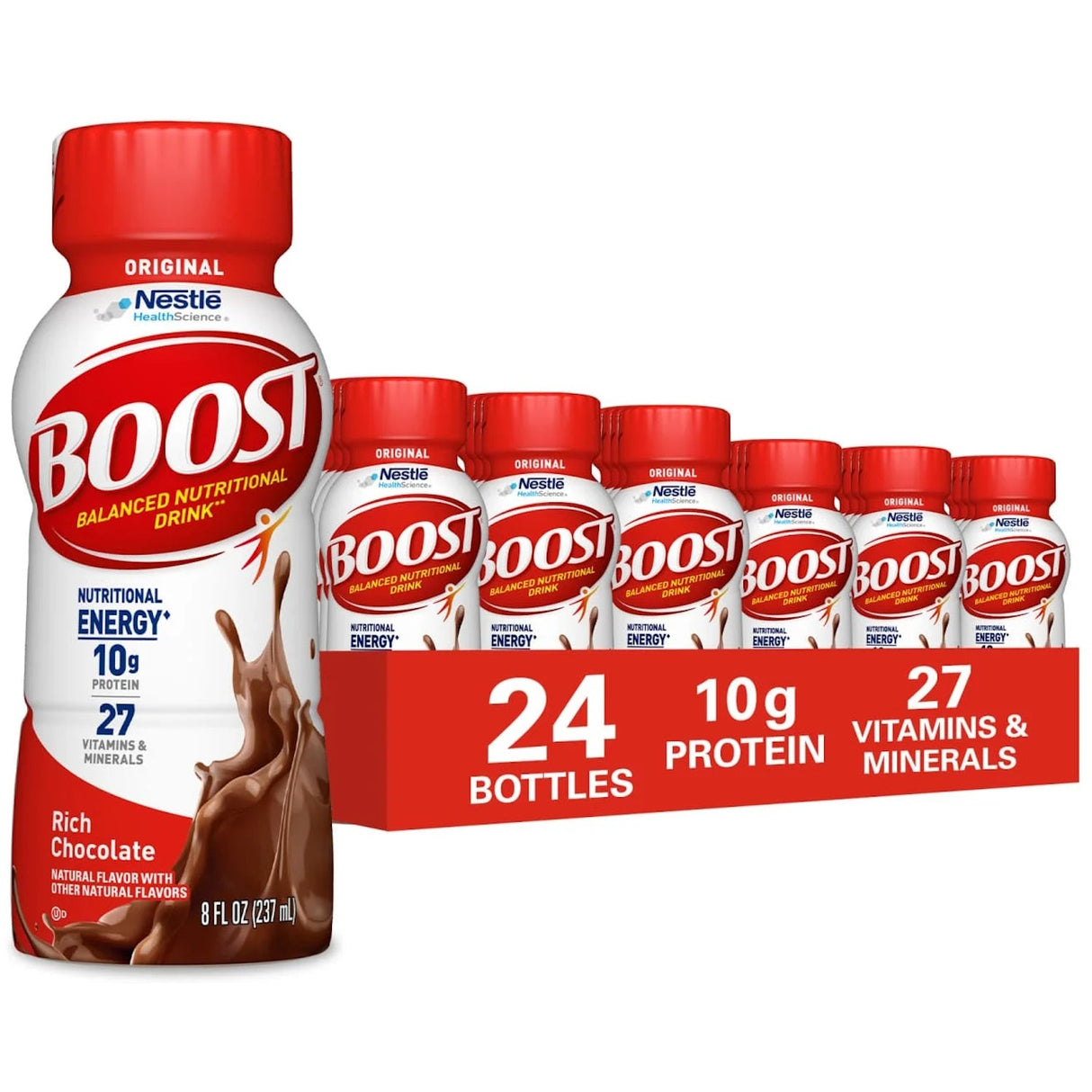 Nestle Boost Original Nutritional Drink, Rich Chocolate, 8 oz bottle, CS/24 - 00043900169729-Case - LL Medico