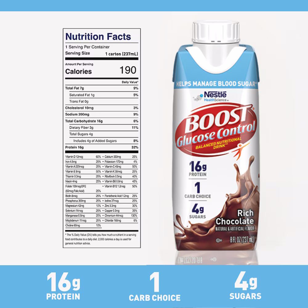 Nestle Glucose Control Nutritional Drink, Rich Chocolate, CS/24 - 00043900116426-Case - LL Medico