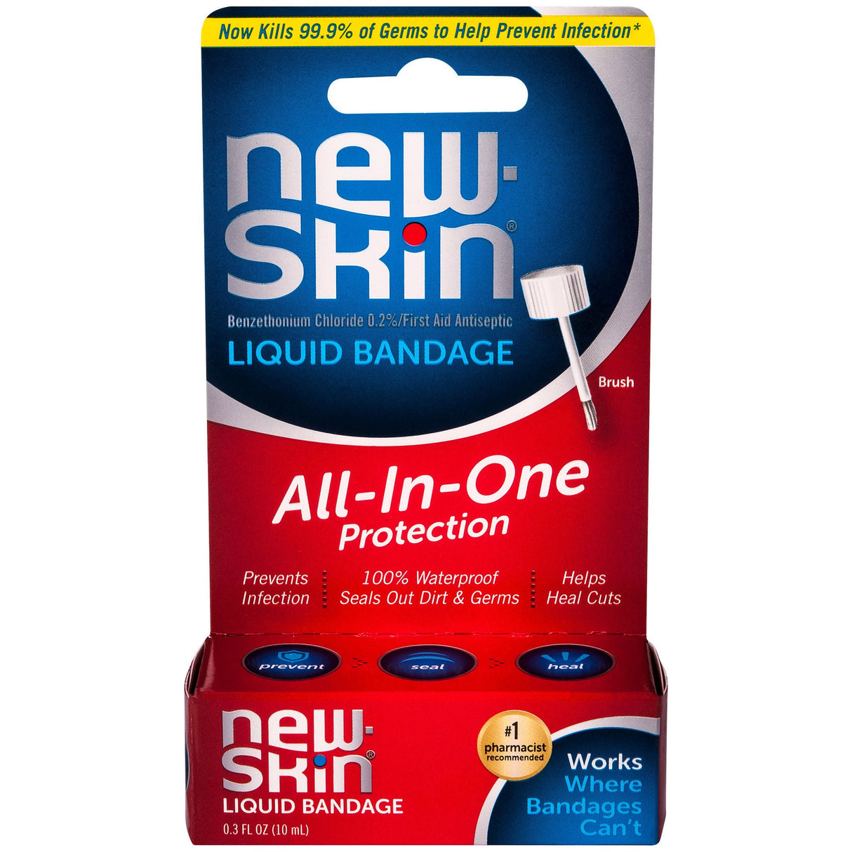 New-Skin Benzethonium Chloride 0.2% First Aid Antiseptic Liquid Bandage, 10 mL