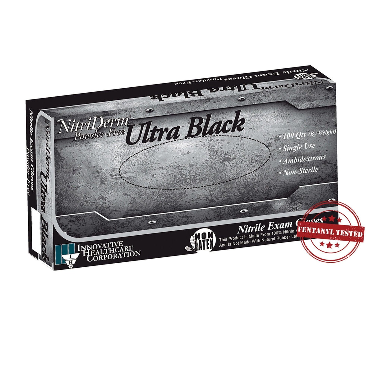 NitriDerm Ultra Black Nitrile Exam Gloves, Powder-Free - 187100-Box - LL Medico