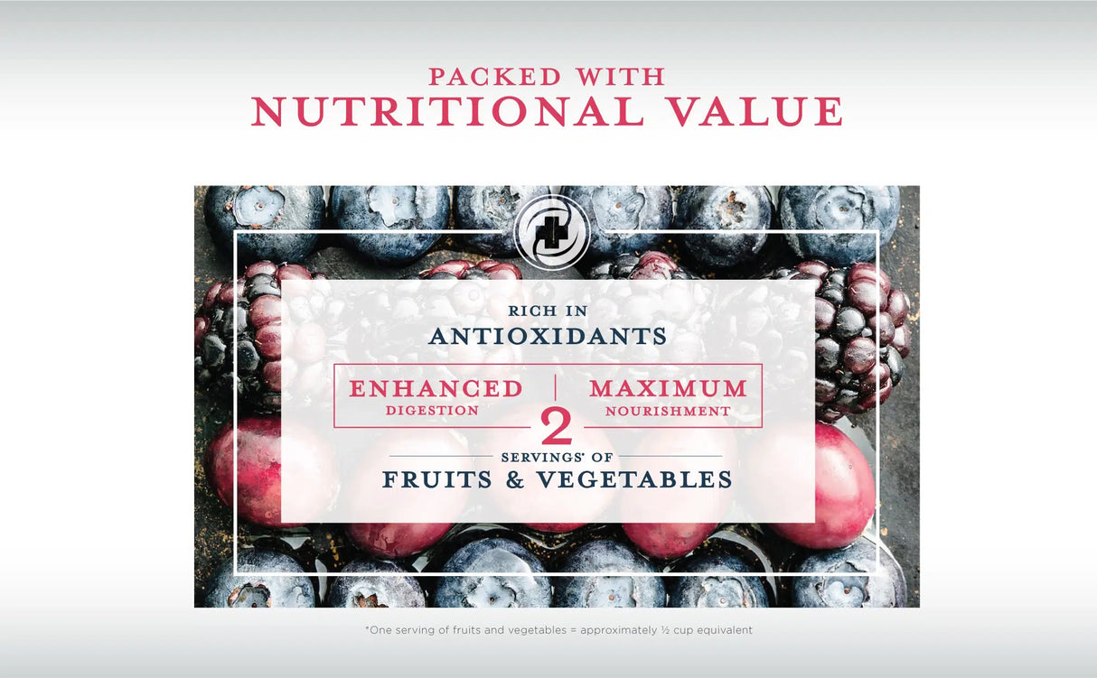 A blend of blueberries, blackberries, and cranberries highlights Functional Formularies’ Nourish Pediatric Peptide Organic Tube Feeding Formula & Oral Supplement, Berry Medley—packed with antioxidants and plant-based nutrition. 2 servings fruits & veggies per meal.