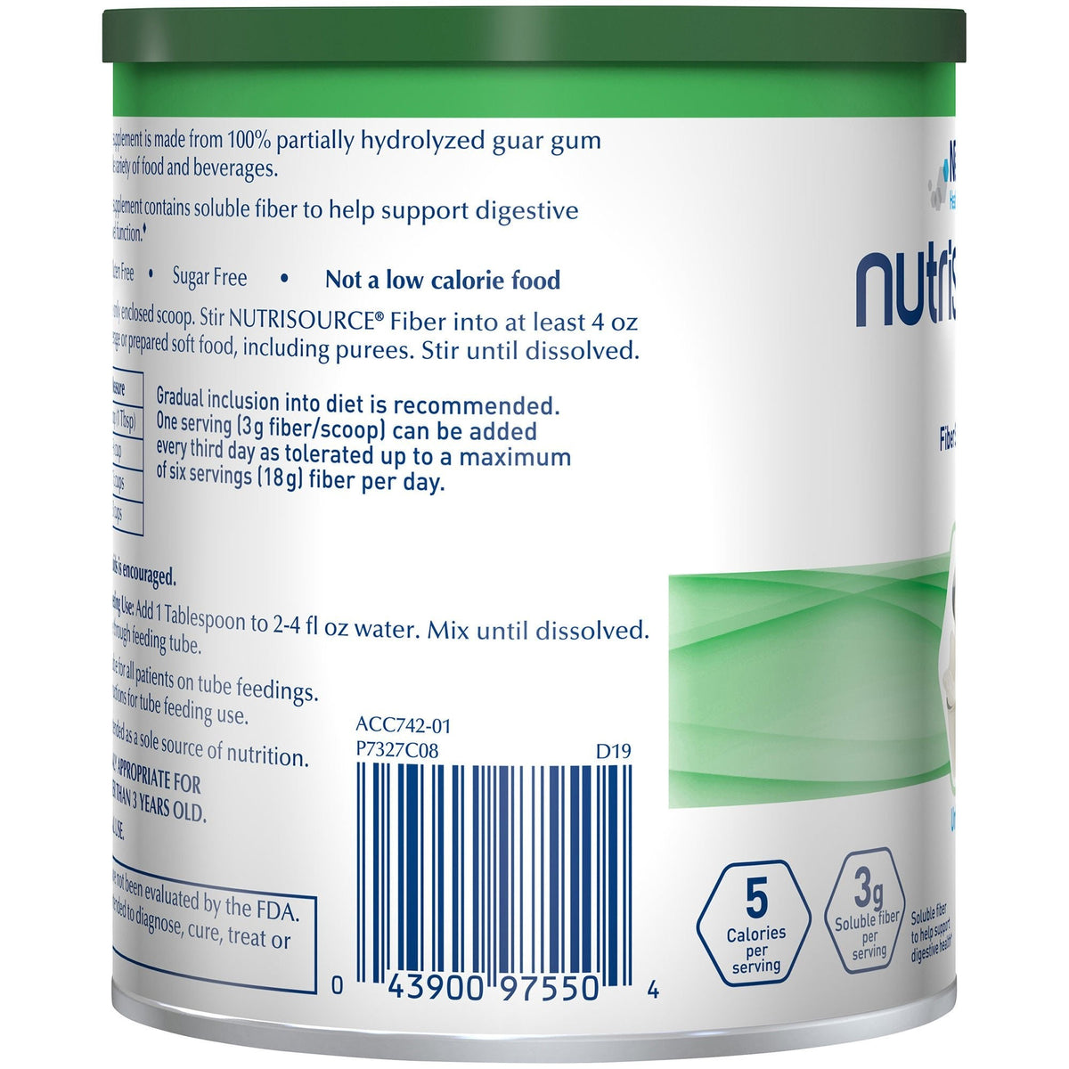 Nutrisource Fiber Supplement Powder, Unflavored, 7.2 oz - 10043900975518-Single - LL Medico