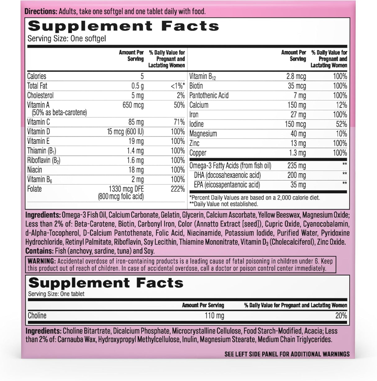 One A Day Prenatal Advanced - Prenatal Vitamins with Folic Acid, Choline, DHA & Iron, 60+60 ct - 1650058657 - LL Medico