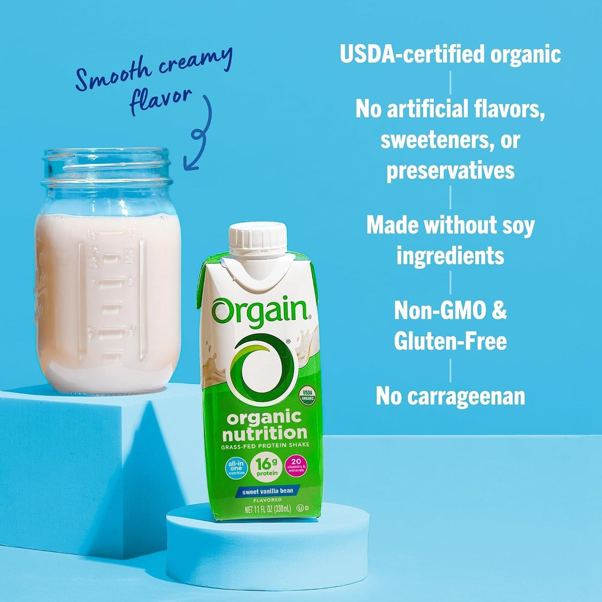 Orgain Organic Nutrition Shake, Sweet Vanilla Bean, 11 oz - 00851770003292-Single - LL Medico