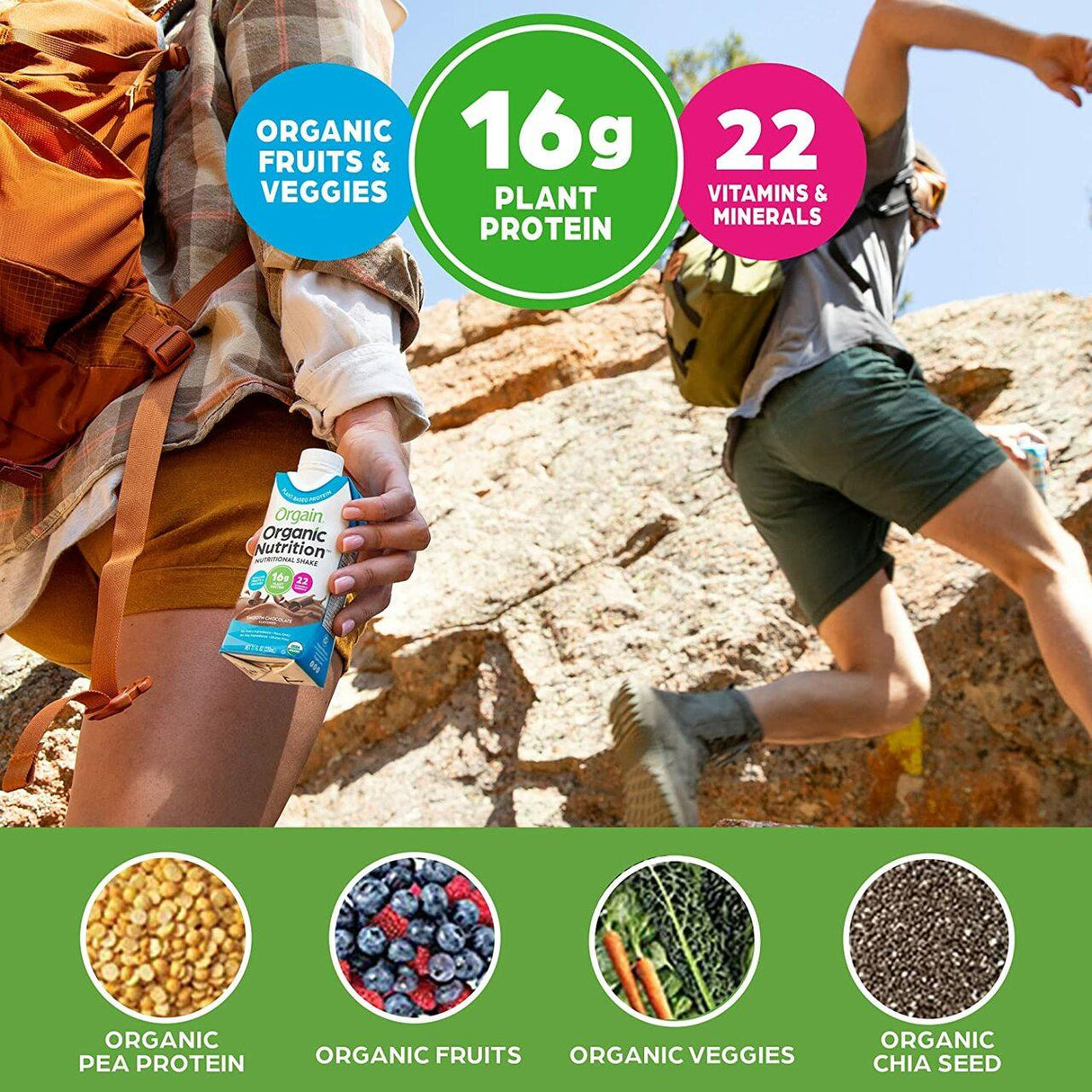 Orgain Organic Vegan Plant Based Nutritional Shake, Chocolate, CS/12 - 851770003216 - LL Medico