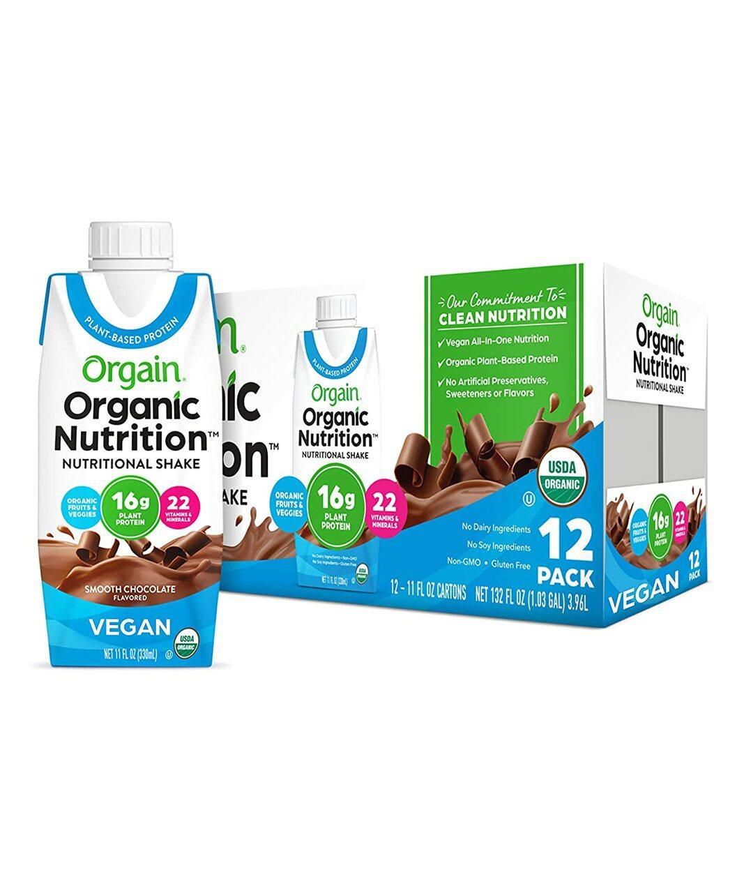 Orgain Organic Vegan Plant Based Nutritional Shake, Chocolate, CS/12 - 851770003216 - LL Medico