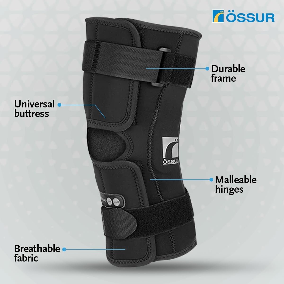 Ossur Rebound Open Patella Knee Brace, One Size Fits Most, 10 1/4 to 26 1/2" Thigh Circumference, 20" Length - 210020-Single - LL Medico