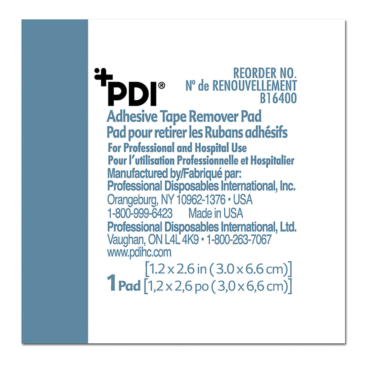 PDI Adhesive Remover, 3 x 6.6 Centimeter Wipe