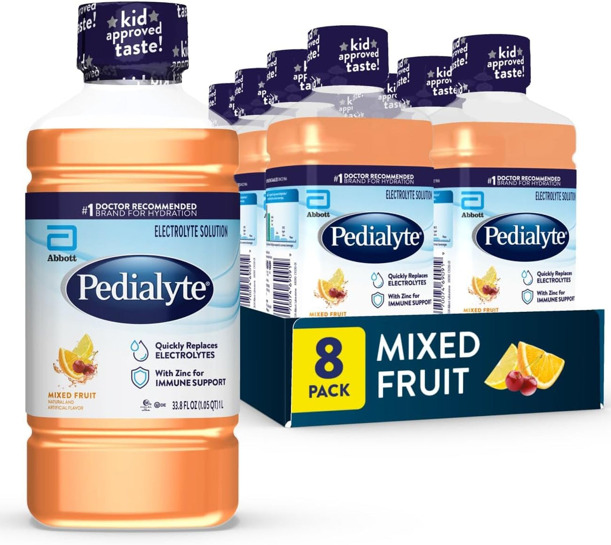 Pedialyte Classic Oral Electrolyte Solution, Mixed Fruit Flavor, 33.8 oz - 00365-Case - LL Medico
