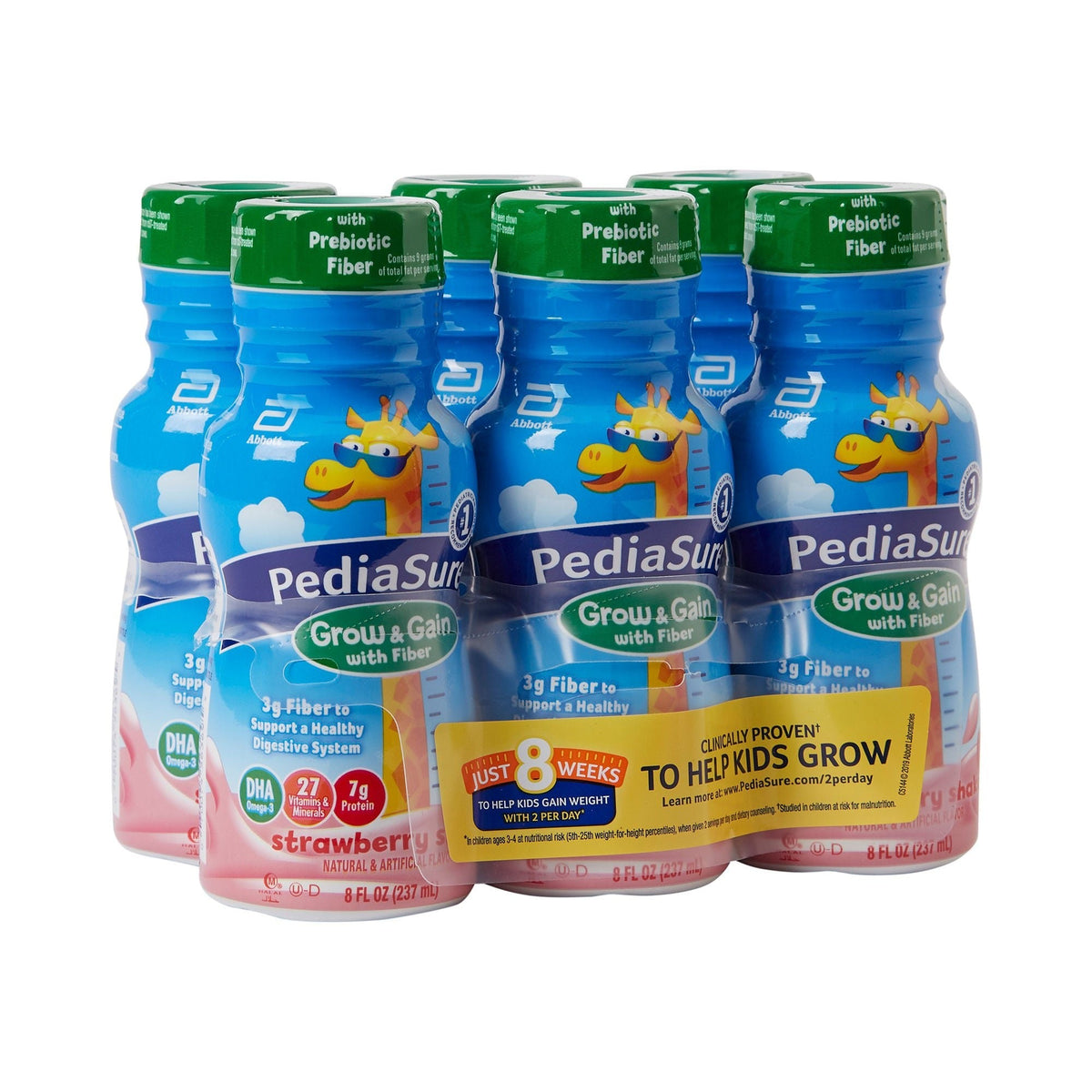 PediaSure Grow & Gain with Fiber Nutrition Shake, Strawberry, 8 oz - 56368-Case - LL Medico