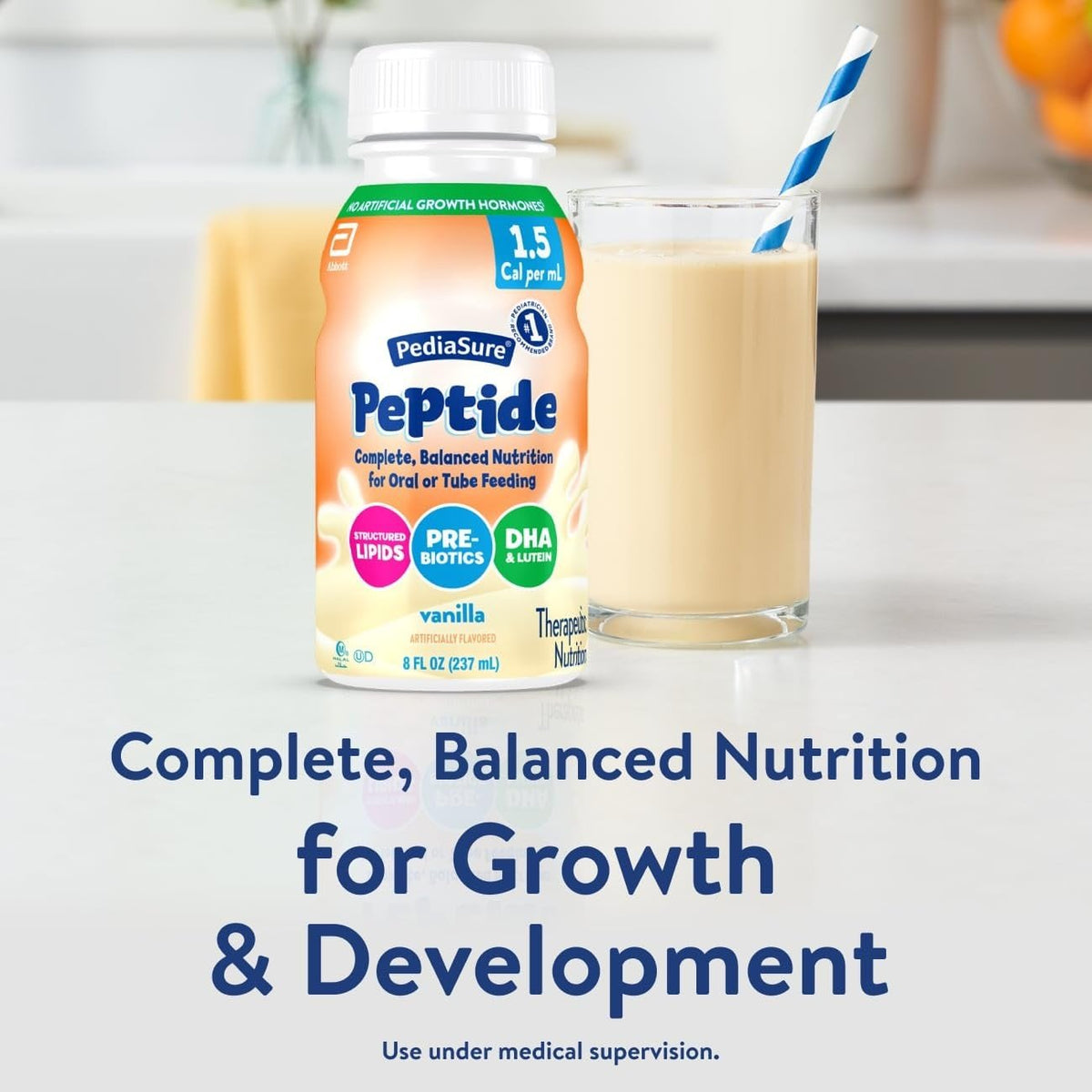 PediaSure Peptide 1.5 Cal Pediatric Oral Supplement, Vanilla, 8 oz - 67417-Single - LL Medico