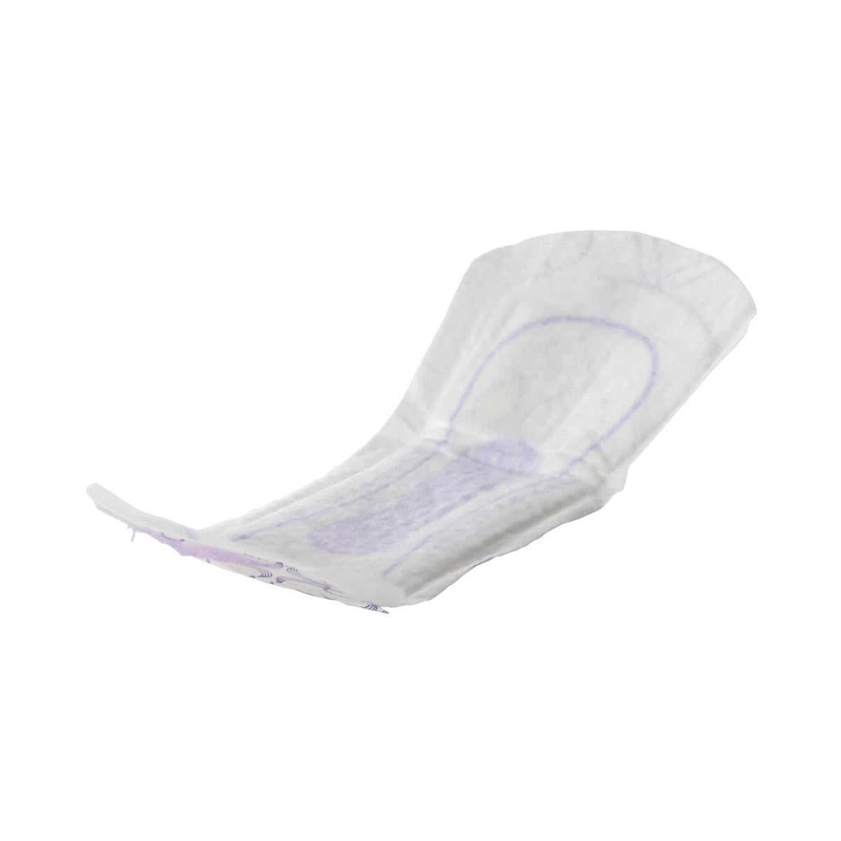 A single Poise Incontinence Liner, 2 Drops Very Light Absorbency, Regular Length by Poise is displayed unfolded on a white background, highlighting its contoured shape and absorbent core for light bladder leaks.