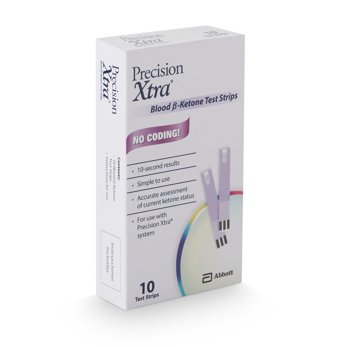 Precision Xtra Blood Ketone Test Strips, 10 Count - 57599074501-Box - LL Medico