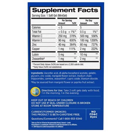 PreserVision AREDS 2 Eye Vitamin Supplement, 120 soft gels - 24208069762 - LL Medico