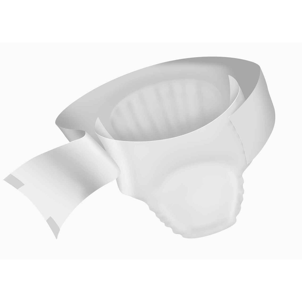 A digital rendering of Prevail Bariatric Adult Briefs shows one side unfolded, highlighting the inner padding and fastener tabs. Designed by Prevail for heavy absorbency and incontinence protection to ensure maximum comfort.