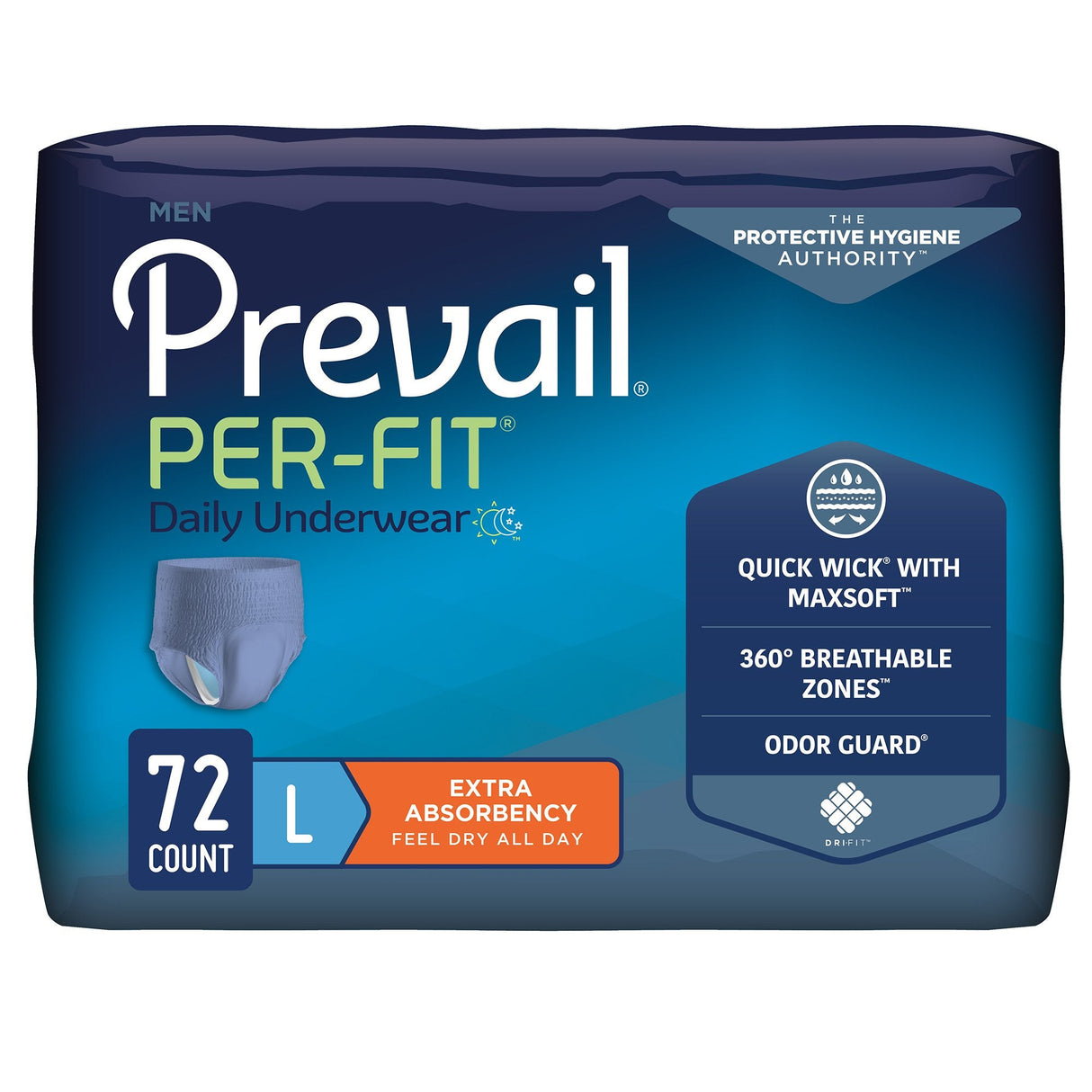 Prevail Per - Fit Men's Pull On Daily Underwear, Extra Absorbency - PFM513-Case - LL Medico