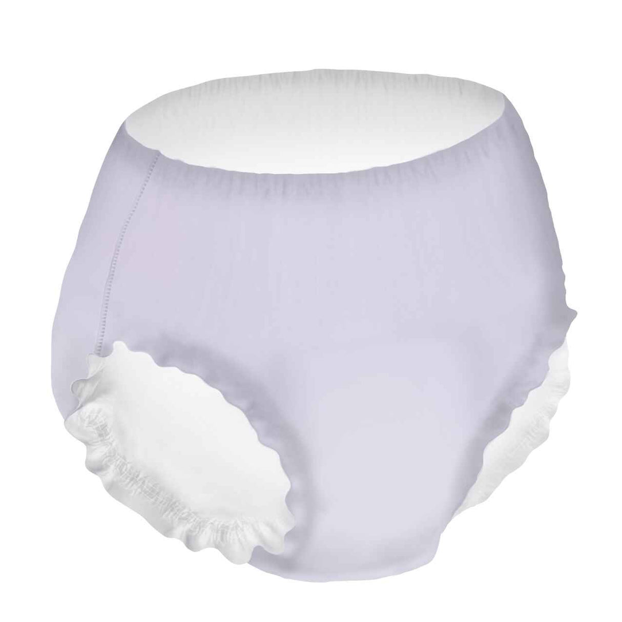 Prevail Per-Fit Womens Pull On Absorbent Underwear by Prevail is a discreet, white, elastic-waist reusable undergarment for women with bladder leaks, shown on a white background.