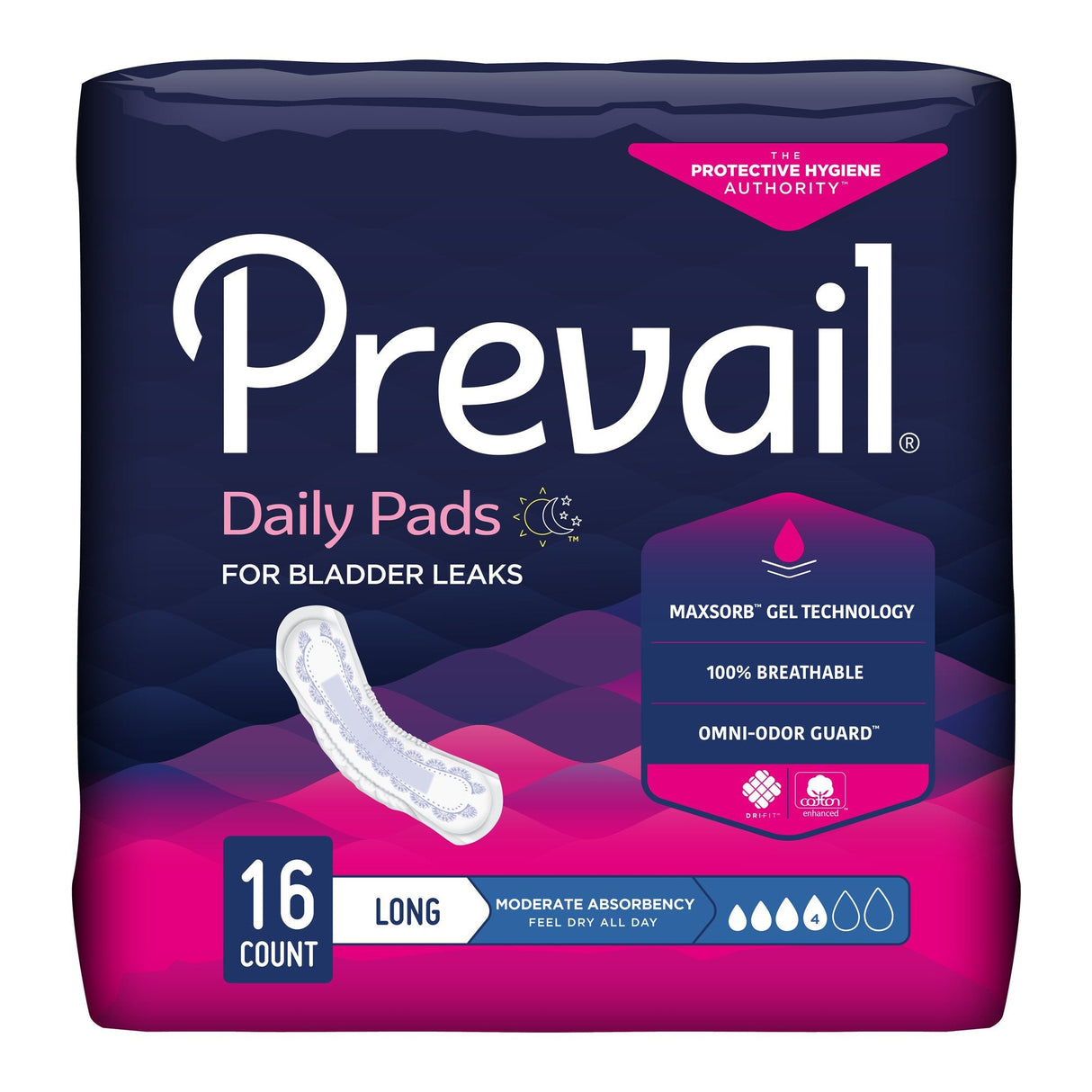 Prevail Women's Daily Bladder Control Pads, Moderate Absorbency - BC013-Pack - LL Medico