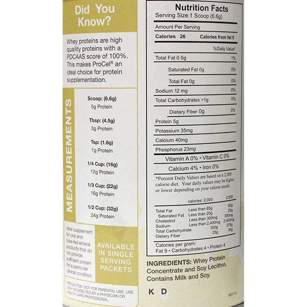 ProCel Whey Protein Supplement Powder, Unflavored, 6.6 Gram Packet - GH-79-Single - LL Medico
