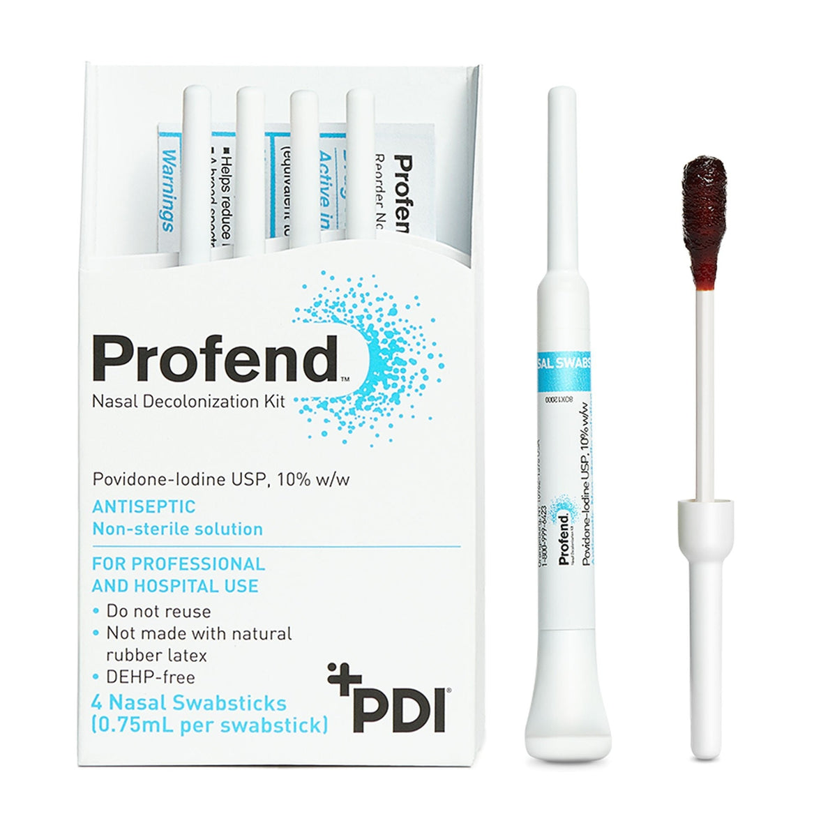 Profend Nasal Decolonization Kit, Non-Sterile, Povidone-Iodine Swabsticks, 4 Count - X12048-Box - LL Medico