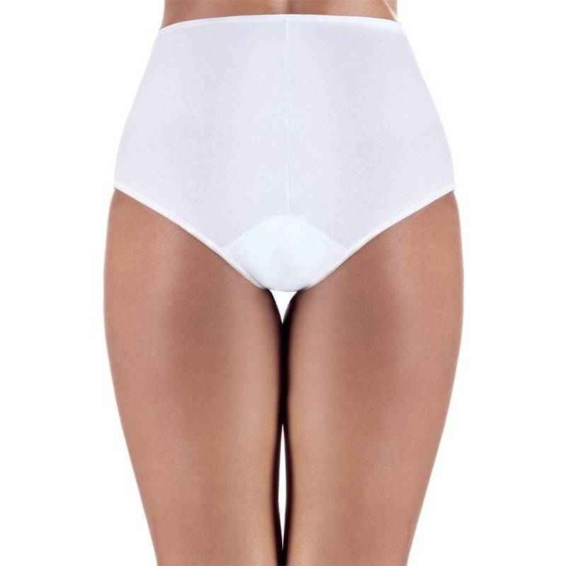 A person is shown from the waist to upper thighs wearing ProtechDry Womens Incontinence Maxi Panty by ProtechDry, a high-waisted, white reusable panty, against a plain background.