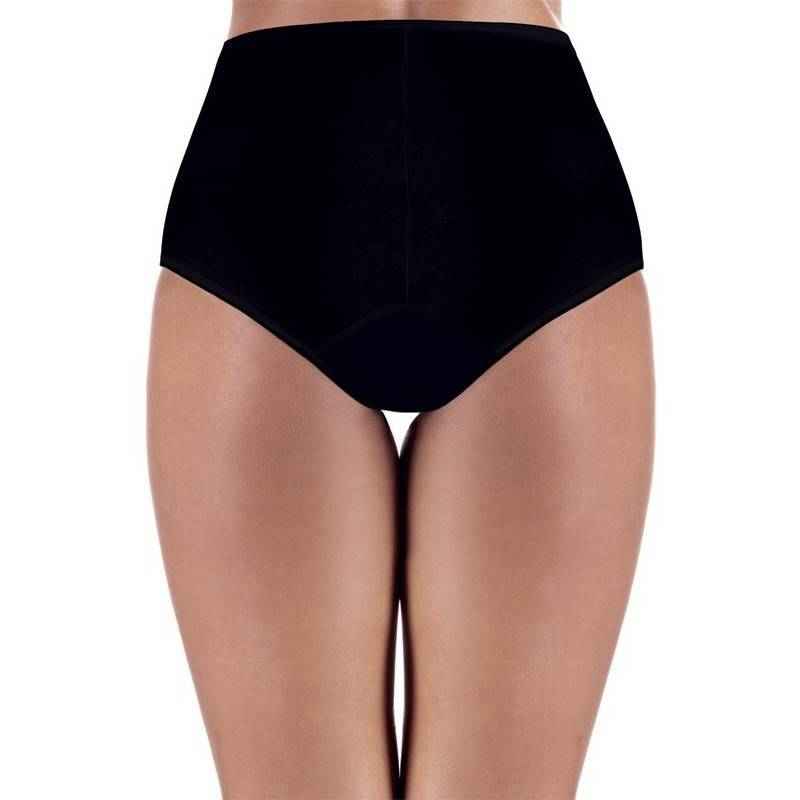 A model showcases ProtechDry Womens Incontinence Maxi Panty in black, a high-waisted reusable option by ProtechDry, photographed from waist to upper thighs against a white background.