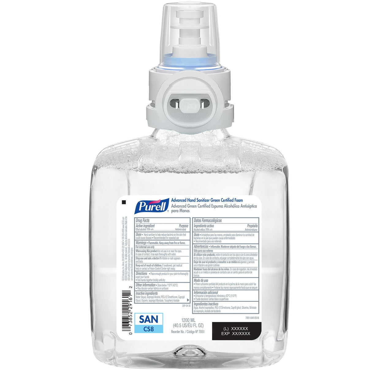 Purell Advanced Green Certified Hand Sanitizer, 1200 mL Dispenser Refill Bottle - 7851-02-Single - LL Medico