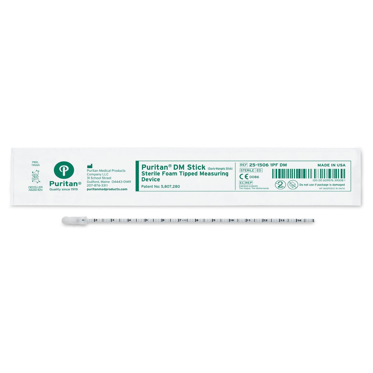 Puritan DM Stick Sterile Foam Tipped Measuring Device, 6 Inch - 25-1506 1PF DM-Single - LL Medico