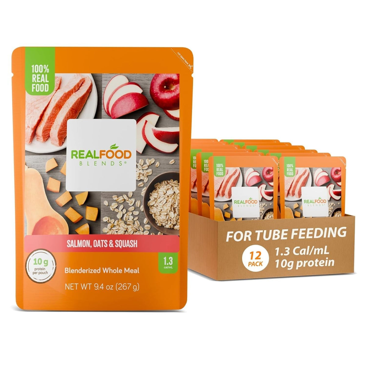 Real Food Blends Tube Feeding Formula, Salmon, Oats & Squash, 9.4 oz - 176987-Single - LL Medico