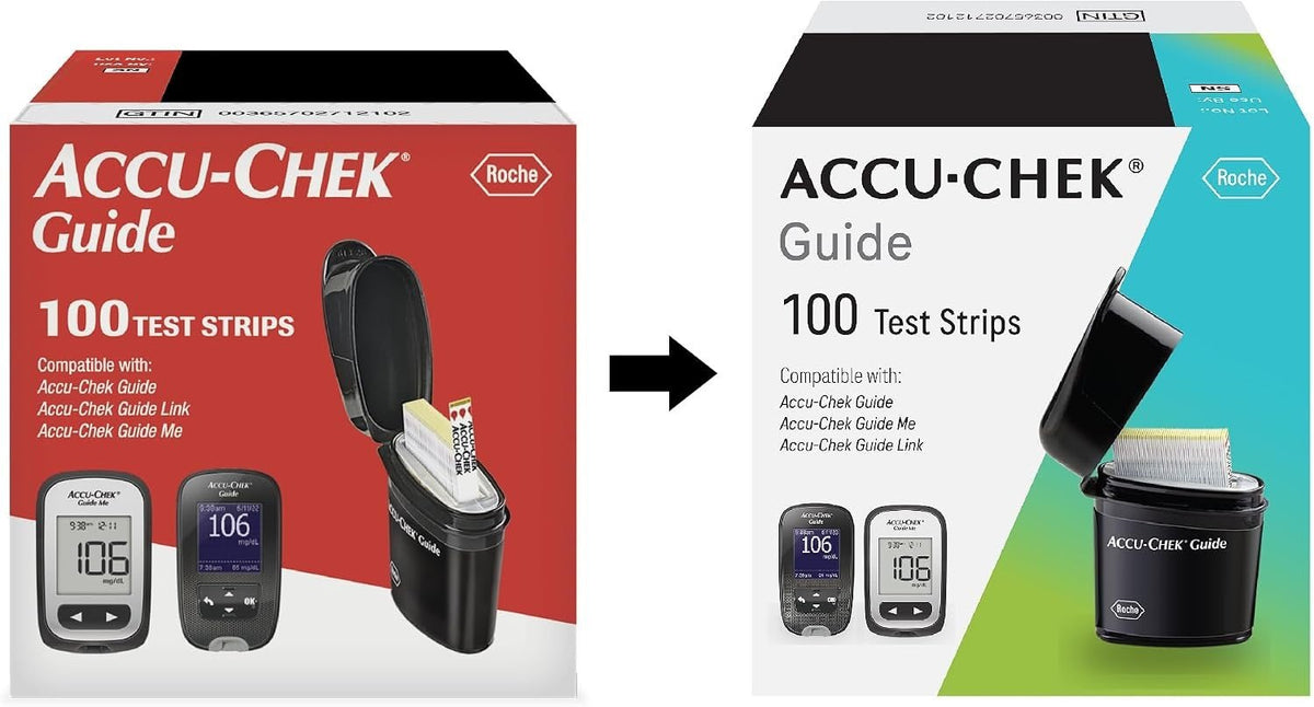 Roche Accu-Chek Guide Blood Glucose Test Strips, 100 Count - 07453744001-Box - LL Medico